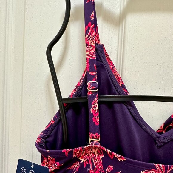 New Lands' End One Piece Swimsuit Size M Feminine Tulip Wrap Swim Dress Tropical - Picture 11 of 16